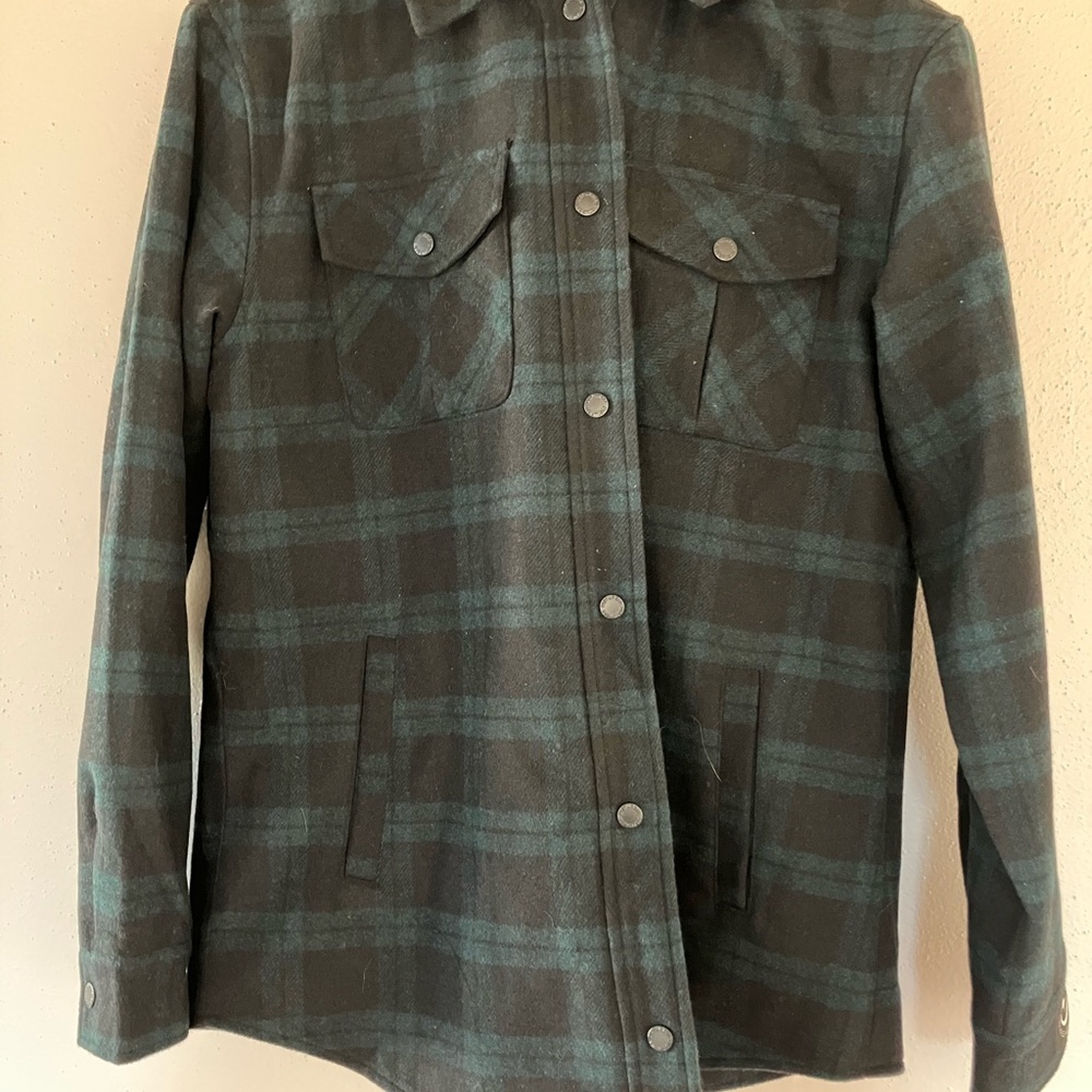 Disturbia Trellis US6 Hooded pocket wool blend plaid check shacket goth - Picture 6 of 7